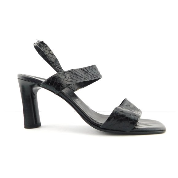 ANNE KLEIN Collection Black Snake Skin Sling Back Heel Sandals 7.5 - Picture 2 of 10
